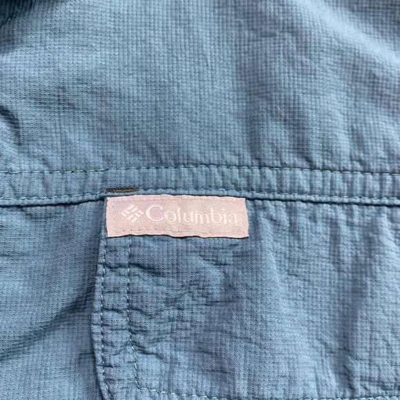 Columbia Shirt Mens XXL Aqua Fishing Omni-Shade Short Sleeve Button-Up Camping - Picture 4 of 12